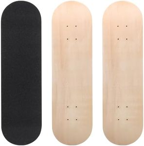 Meooeck 3 Pcs Blank Skateboard Decks for Art Painting 28 x 8 Inches, Wooden Maple Skateboard Replacement 7 Layer Double Tail Plain Skate Board Unfinished with Sandpaper for Art Decor
