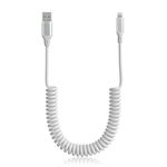 Coiled Lightning Cable for Apple CarPlay, Short USB to Lightning Cable Coil iPhone Charger Cord with Data Sync, for iPhone 14 13 12 11 Pro Max Plus Mini SE XS XR X 8 7 6 5, White