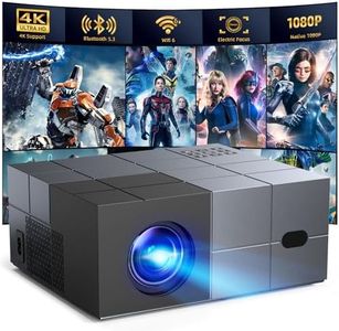[Electric Focus] Projector with WiFi and Bluetooth, 20000LM Native 1080P Projector with Screen, YOWHICK Portable Movie Smart Projector, Home Projector 4K Supported for Phone/TV Stick /HDMI/USB Grey