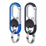 2 Pack Men's Car Key Chain - 2023 New Stainless Steel Car Keys Keychain with 2 Key Rings,Men Heavy Duty Car Keychain with Rotary Detachable Key Ring (Black+Blue)