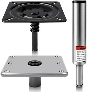 Pirjeco Boat Seat Pedestal Base Mount Kit Package, 3/4 Inch System Includes 7x7 Inch Marine Base Plate Locking Post and 6 Inch High Boat Seat Post Compatible with Pontoon Fishing and Bass Boats