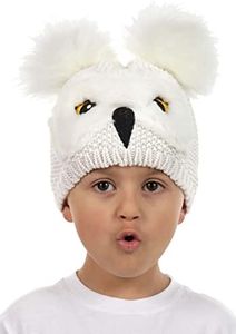 elope Toddler Hedwig Knit Hat - Embroidered Beak and Eyes, Faux Fur Feathers, Officially Licensed