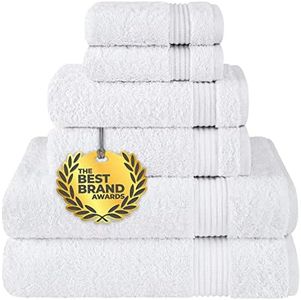 Cotton Paradise 6 Piece Towel Set, 100% Cotton Soft Absorbent Turkish Towels for Bathroom, 2 Bath Towels 2 Hand Towels 2 Washcloths, White Towel Set