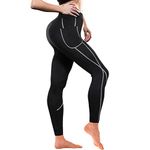 Women Weight Loss Hot Neoprene Sauna Sweat Pants with Side Pocket Workout Thighs Slimming Capris Leggings Body Shaper (Full Length Black, M)