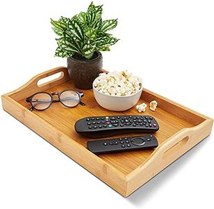 Juvale Bamboo Wood Serving Tray with Handles for Breakfast in Bed, Kitchen Counter, Ottoman (16 x 11 x 2 in)