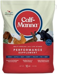 Manna Pro Calf-Manna, Multi-Species Performance Supplement for Livestock, Poultry, Cattle, Goats, Rabbits, Swine, Horses & Deer, High-Protein Animal Feed Additive for Growth, Weight Gain, 10 lb Bag