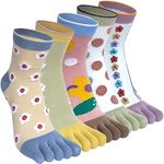 Kevaler Womens Sports Socks Toe Socks Cotton Five Finger Crew Socks Cute Novelty Interesting Animal Cartoon Pattern Colourful for Sports Running, UK 3-8, 5 Pairs