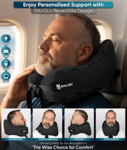 SNUGL Memory Foam Travel Pillow, Small – Black