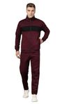 CHKOKKO Men Winter Track Suit Zipper Set Wine Black M