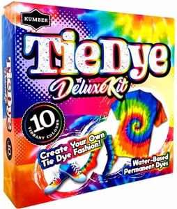 KUMBER Tie Dye Kit Kids & Adults - 10 Colours with Added Refill Packs, Rubber Bands, Gloves, Surface Cover & Funnel - Art and Craft Kit for Kids and Adults - Fabric Dye for Clothes, Games & Activities