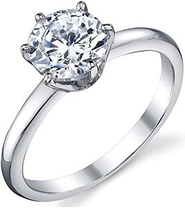 1.25 Carat Round Brilliant Cubic Zirconia CZ Sterling Silver 925 Wedding Engagement Ring Size 8