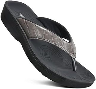 AEROTHOTIC Flip Flops for Women, Felice Grey, Size 10
