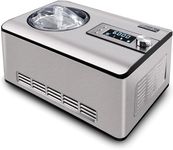 KUMIO 2L Ice Cream Maker with Compressor, No Pre-Freezing, Stainless Steel Machine with LCD Display, Timer, 2-in-1 Ice Cream & Yogurt Maker, 180W, with Ingredient-Inlet Lid for Adding While Churning