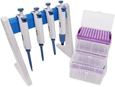 Complete Micropipette Kit: 4 Pipettors (0.5-10ul 10-100ul 100-1000ul 1000-5000ul); Pipette Stand; 3 Racks of 96 Sterile Pipette Tips