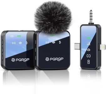 PQRQP 3 in 1 Wireless Mini Microphone for iPhone, Android, Camera,328ft Range, 18H Battery Life,High-Fidelity Audio Clip on Mic for Content Creators-Soot Black-Portable Recorders