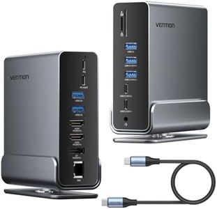 VENTION Docking Station Dual Monitor 16-in-1 Triple Display USB-C Docking Station per Laptop Windows PC, Thunderbolt 3/4, Dell, HP, con Dual 4K HDMI, DP, USB 10Gbps, RJ45, 100W PD, Audio, SD/TF