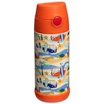 Snug Kids Flask - Stainless Steel Insulated Water Bottle with Straw for Children/Toddlers (Girls/Boys) - Beach, 350ml