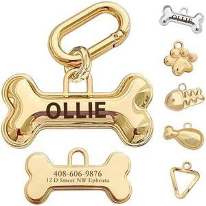 MEMOPAW Dogs Tag Stylish Personalized Double Sided Deep Engraved Cat & Dog tags engraved for pets Bone Balloon Shape Brass