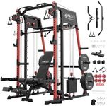 Mikolo Smith Machine, 2200lbs Squat Rack with LAT-Pull Down System & Cable Crossover Machine, Power Rack and Packages (RPRO230HPHGP with Weight Stack)