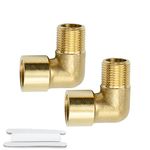 Bwintech 6 Pcs 90 Degree 1/8" Female to 1/8" Male BSP Thread Brass Elbow Connector Pipe Fitting for Pipe Connecting Conversion