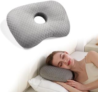 Swaycy Ear Piercing Pillow with an Hole for CNH and Ear Pain Inflammation Pressure Sores for Side Sleepers, Cotton and Polyester Side Sleeper Pillow, Washable and Adjustable Ear Guard Pillow, Gray