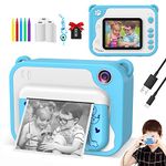 Uleway Instant Print Cameras for Kids 1080P Digital Video Camera with 2.4 Inch Screen 32GB SD Card 5 Color Pens 3 Rolls Printing Papers Portable Creative Gifts for 3-12 Year Old Boys and Girls (Blue)