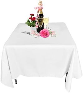 WedDecor White Square Tablecloth 70 x 70 inch Polyester Linen Fabric Table Cover Washable for Indoor Outdoor Dinner, Kitchen Dining, Weddings, Birthday, Anniversary Party Events, Pack of 1