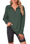 MISFAY Plus Size Sweatshirts for Women Casual Long Sleeve Half Zip Pullover Shirts Tunic Tops for Leggings,Green,2XL