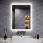 ELEGANT Backlit LED Bathroom Mirror with Shaver Socket and Bluetooth Speakers, Illuminated Bathroom Vanity Mirror with Dimmable Brightness | Sensor Touch | Demister Pad | 800x600mm LED Smart Mirror