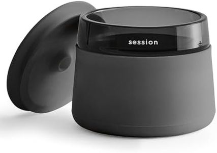 Session Airtight Glass Storage Jar with UV Protection - Container for Herbs, Spices, & Aromatics - Durable Glass | Resealable Silicone Lid with Bowl Stand - Ideal for Home & Travel