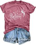 Magical Shirt for Women Funny Family Vacation Tee Cute Graphic T-Shirt Casual Vacation Short Sleeve Tops, -03pink, Large