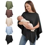 Fiohiros Breastfeeding Cover,Soft Breathable Modal Nursing Cover for Mum,360° Full Coverage Breast Feeding Cover Up,Multi-use Poncho Breastfeeding Cover for Stroller Car Seat Shawl (Black)