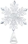 Ornativity Glitter Snowflake Tree Topper - White Sparkling Jewel Snow Flake Christmas Decor Tree Top Xmas Holiday Decoration with Gem Design 11.5"