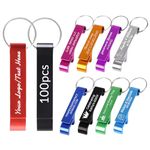 BEXOA 100 Pcs Personalised Bottle Opener Keyring - Bulk Customised Text/Logo keychain Wedding Favors for Guests Party Gifts (100 PCS)