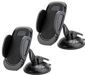 Scosche SUHWD-2PKXCES0 Select Windshield or Dashboard Suction Cup Phone Mount Holder for Car with Adjustable Locking Lever, Quick-Release Button, Black, 2-Pack