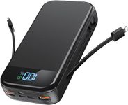 Power Bank 46800mAh Battery Pack, Portable Charger with Bulit-in Cables, Fast Charging 22.5W & PD 20W USB-C Input/Output, 5 Charging ports, LED Digital Display, for iPhone/Android/Tablet(Black)