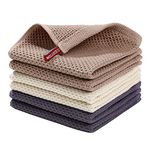 smiry Cotton Kitchen Dish Towels, 12" x 12", 6 Pack Waffle Weave Kitchen Towels, Ultra Soft Absorbent Quick Drying Dish Cloths, Mixed Color