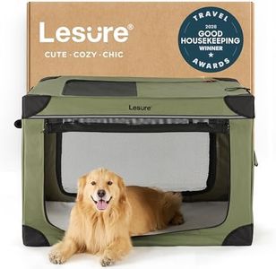 Lesure Soft Collapsible Dog Crate - 42 Inch Portable Travel Dog Crate for Extra Large Dogs Indoor & Outdoor, 4-Door Foldable Pet Kennel with Durable Mesh Windows (Green)