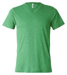 Bella Canvas Triblend Sideseamed V-Neck Fit T-Shirt, Large, Green Triblend