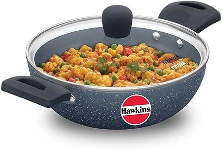 Hawkins Ceramic Nonstick 1.75 Litre Deep Kadhai, Induction Deep Fry Pan with Glass Lid, Granite Kadai (ICK175G)