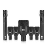 XTUGA DI7 7-Piece Wired Dynamic Drum Mic Kit (Whole Metal) Kick Bass, Tom/Snare & Cymbals Microphone-Use for Drums, Vocal, Other Instrument Complete with Thread Clip 7 On Stage Audio Cables 16.5FT