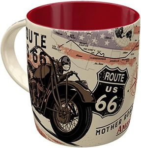Nostalgic-Art Tasse à café rétro, Route 66 Bike Map – Idée de cadeau pour fans de moto, en céramique, Design vintage, 330 ml
