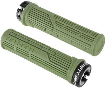 FIFTY-FIFTY Mountain Bike Grips, Single Lock-on MTB Handlerbar Grips, Soft and Comfortable, Non-Slip Locking Bicycle Handle for All Mountain, Enduro, Downhill (Olive Green)
