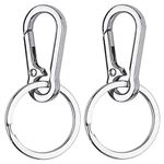 Geeice Metal Keychain Holder for Belt Keyring Heavy Duty Key Ring Clips Organizer for Car Keys Key Finder, Zinc Alloy, 2 Pack, Large