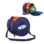 WHACKK Kick15L|Football |Football Equipment Bags|Basketball Volleyball Bags |Adjustable Strap |Easy Access Pocket |2 Mesh Bottle Holders |Netball Bag |Kitbag |Unisex Bag (Navy Orange)