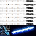 Pryeu 8-Pack 8" Blue Motorcycle LED Strip Light 12V Waterproof IP68 for Car Truck Trailer Exterior Boats Kayak Sailboat