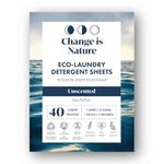 Change is Nature Laundry Sheets, 40 Loads - Unscented, Zero Waste, Plastic Free, All Natural Hypoallergenic Soap Detergent - Travel Size Essentials for Washing Clothes