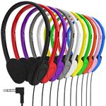 Bulk 10 Pack Classroom Stereo Budget Headphones with Leatherette Earpads (Multi, 50 Pack)