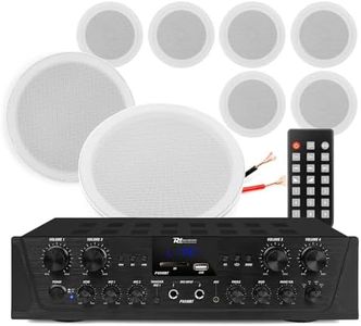 Power Dynamics PD 6.5-Inch Marine Ceiling Speakers System with PV240BT Amp, Bluetooth, USB, IPX5 Rated Weatherproof Outdoor Speaker Set for Marine, Patio and Boat Use