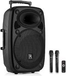 VONYX VERVE-46 15-Inch Portable PA Speaker, 1000W Battery Powered Sound System, Wireless Mics Included, Perfect Portable PA System & Speaker With Microphone for Events, Parties, and Presentations